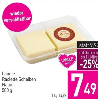 Sutterlüty Ländle Raclette Scheiben Natur 500 g Angebot