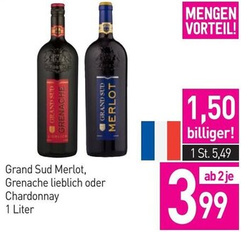 Sutterlüty Grand Sud Merlot, Grenache Lieblich oder Chardonnay 1 Liter Angebot