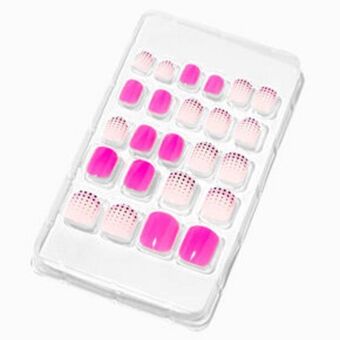 Claire's Pink polka dot french tip square press on vegan faux nail set - 24 pack Angebot