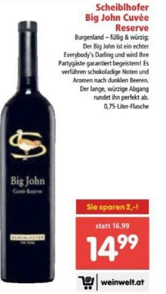Interspar Scheiblhofer Big John Cuvée Reserve Angebot