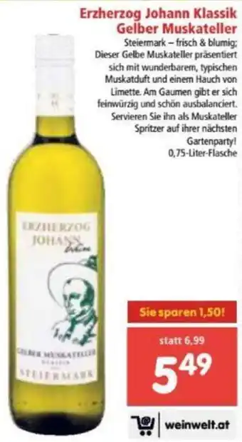 Interspar Erzherzog Johann Klassik Gelber Muskatelelr Angebot