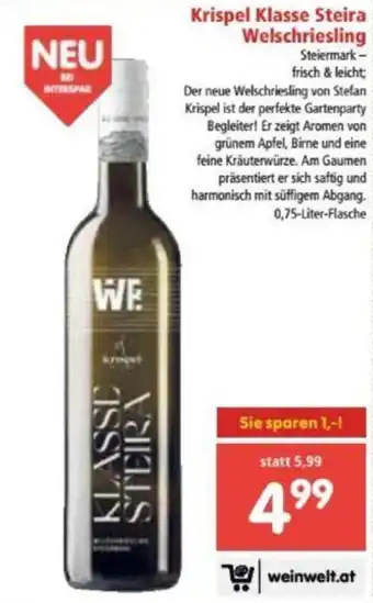 Interspar Krispel Klasse Steira Welschriesling Angebot