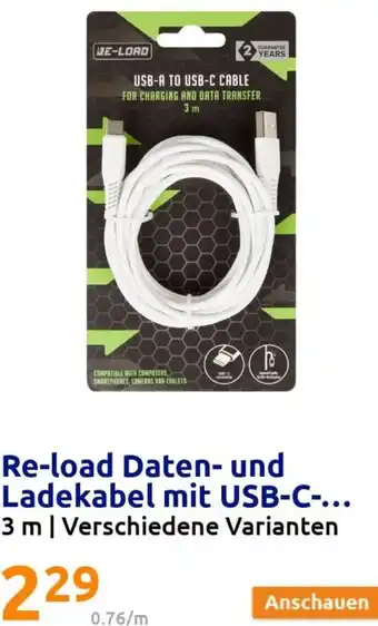 Action Re-Load Daten- und Ladekabel mit USB 3 m Angebot