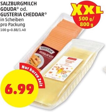 PENNY Salzburgmilch Gouda od. Gusteria Cheddar pro Packung Angebot