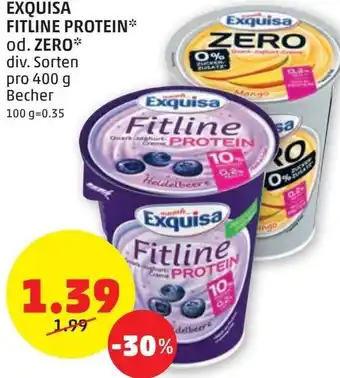 PENNY Exquisa Fitline Protein od. Zero 400g Angebot