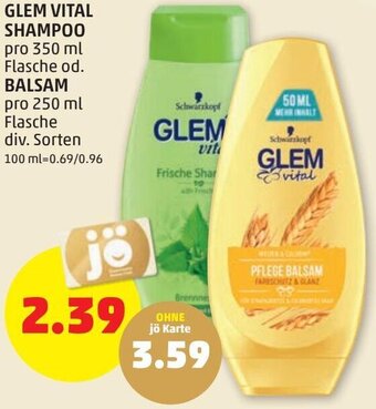 PENNY Glem Vital Shampoo 350 ml od. Balsam 250 ml Angebot