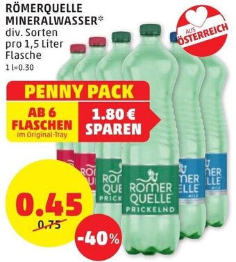 PENNY Römerquelle Mineralwasser 1,5 Liter Angebot