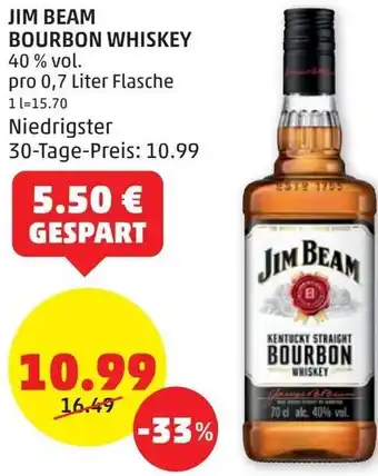 PENNY Jim Beam Bourbon Whiskey 0,7 Liter Angebot