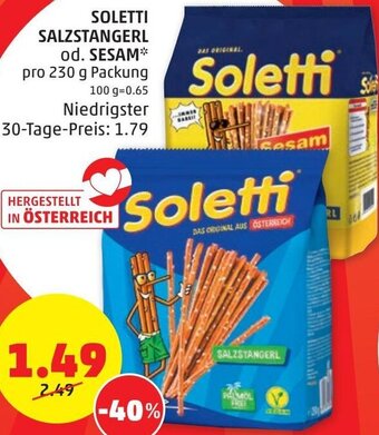 PENNY Soletti Salzstangerl od. Sesam 230 g Angebot