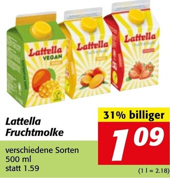 Lattella Fruchtmolke 500 ml