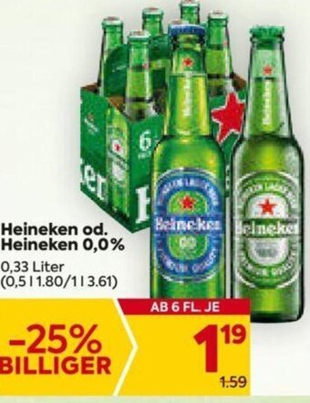 Billa Heineken od. Heineken 0,0% 0,33 Liter Angebot