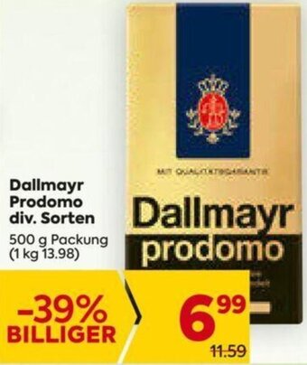 Billa Dallmayr Prodomo div. Sorten 500g Angebot