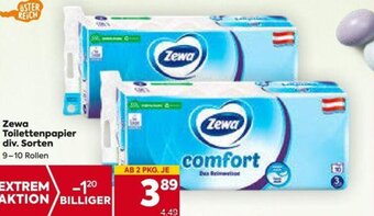 Billa Zewa Toilettenpapier div Sorten 9-10 Rollen Angebot