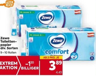 Billa Zewa Toilettenpapier div. Sorten 9-10 Rollen Angebot