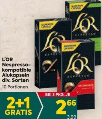 Billa L'Or Nespresso-kompatible Alukapseln div. Sorten Angebot
