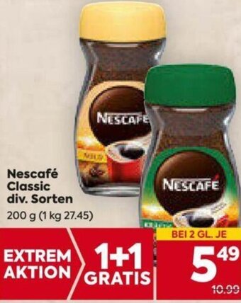 Billa Nescafé Classic div. Sorten 200 g Angebot