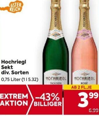 Billa Hochriegl Sekt div. Sorten 0,75 Liter Angebot