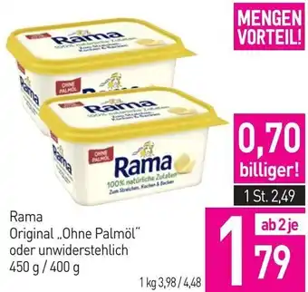 Sutterlüty Rama Original Ohne Palmöl oder Unwiderstehlich 450g/400g Angebot