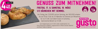 Sutterlüty 1/2 Hähnchen mit Semmel Angebot