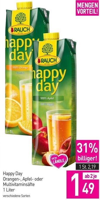 Sutterlüty Happy Day Orangen-, Apfel-oder Multivitaminsäfte 1 Liter Angebot