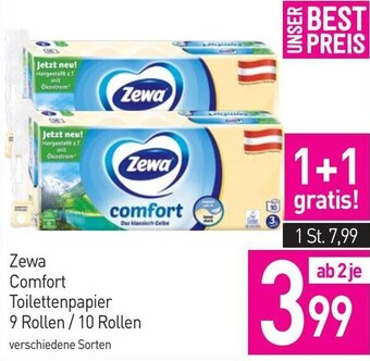 Sutterlüty Zewa Comfort Toilettenpapier 9 Rollen/10 Rollen Angebot
