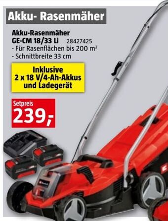 Bauhaus Akku-rasenmäher ge-cm 18/33 li set Angebot