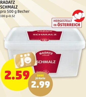 PENNY Radatz Schmalz 500g Angebot