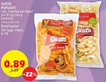 PENNY Gusto Pufuleti Salz, Paprika od. Käse 85 g/ 100 g Angebot