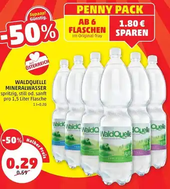 PENNY Waldquelle Mineralwasser 1,5 Liter Flasche Angebot