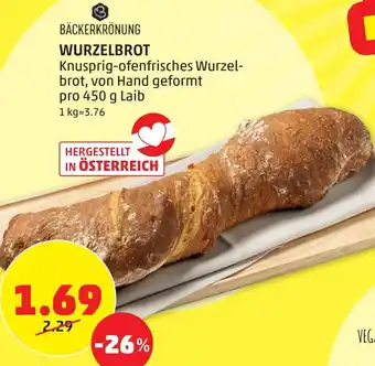 PENNY Bäckerkrönung Wurzelbrot 450g Angebot