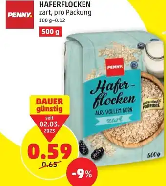 PENNY Penny Haferflocken pro Packung 500g Angebot