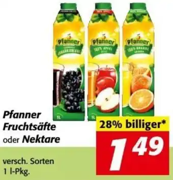 Nah&Frisch Pfanner Fruchtsäfte oder Nektare 1 L Angebot