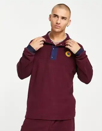 ASOS Adidas originals – wander hour – fleece-pullover in burgunderrot mit druckknopfleiste Angebot
