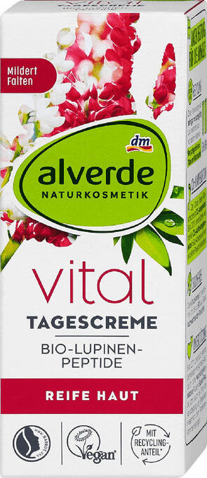 dm Alverde naturkosmetik vital tagescreme bio-lupinen-peptide Angebot