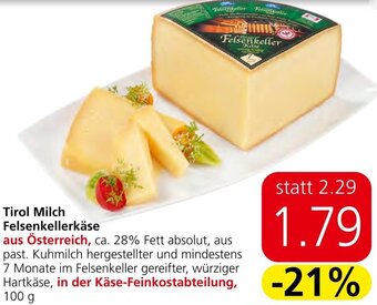 Spar Tirol Milch Felsenkellerkäse 100g Angebot
