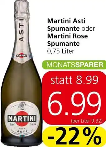 Spar Martini Asti Spumante oder Martini Rose Spumante 0,75 Liter Angebot
