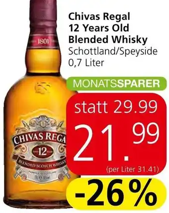 Spar Chivas Regal 12 Years Old Blended Whisky 0,7 Liter Angebot