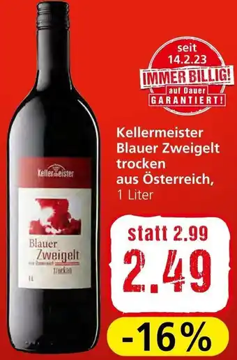 Spar Kellermeister Blauer Zweigelt Trocken aus Österreich 1 Liter Angebot