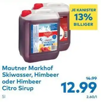 T&G Mautner Markhof Skiwasser, Himbeer oder Himbeer Citro Sirup 5l Angebot