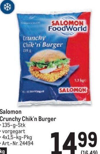 Metro Salomon Crunchy Chik'n Burger 135-g-Stk Angebot