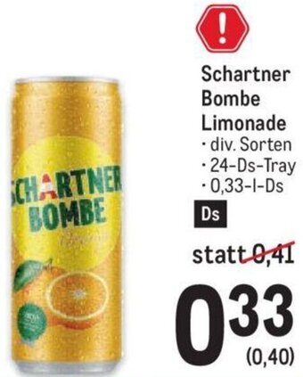 Metro Schartner Bombe Limonade 0,33-l Angebot