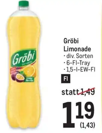 Metro Gröbi Limonade 1,5-l Angebot