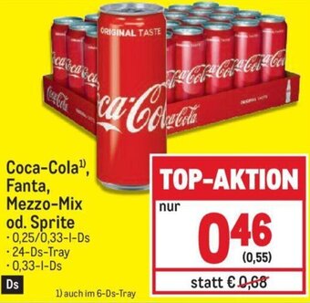 Metro Coca-Cola, Fanta, Mezzo-Mix od. Sprite 0,33-l Angebot