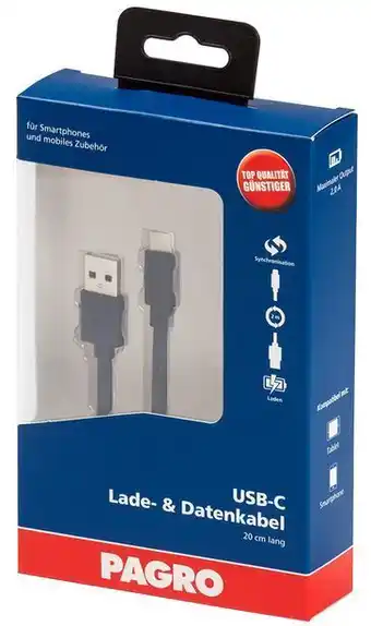 Pagro Diskont Pagro lade & datenkabel usb-c 20 cm schwarz Angebot