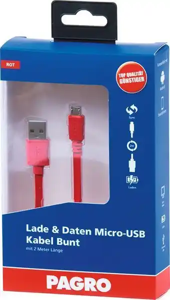 Pagro Diskont Pagro lade & daten micro-usb kabel 2 m rot Angebot