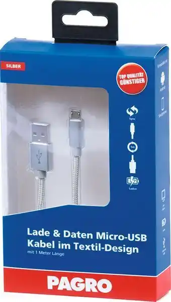 Pagro Diskont Pagro lade & daten micro-usb kabel 1 m silber Angebot
