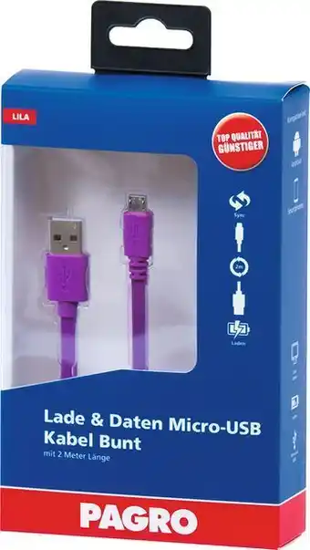 Pagro Diskont Pagro lade & daten micro-usb kabel 2 m violett Angebot