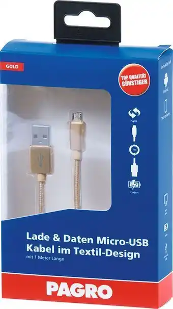 Pagro Diskont Pagro lade & daten micro-usb kabel 1 m gold Angebot