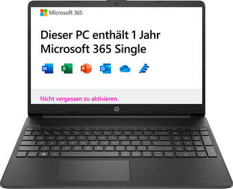 Media Markt Hp notebook 15s-fq0906ng laptop mit 1jahr m365, celeron n4120, 4gb ram, 128 ssd, 15.6 zoll hd, jetblack Angebot