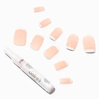 Claire's Beige french mid square vegan faux nail set - 24 pack Angebot